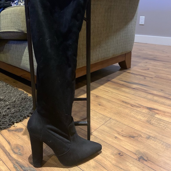 Thigh High Suede Heeled Booties: Just Fab - Picture 4 of 4